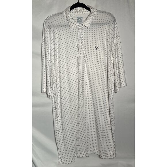 Mens Large Big And Tall Polo Shirt Callaway OptiDri White and Grey Short Sleeve - Picture 1 of 9